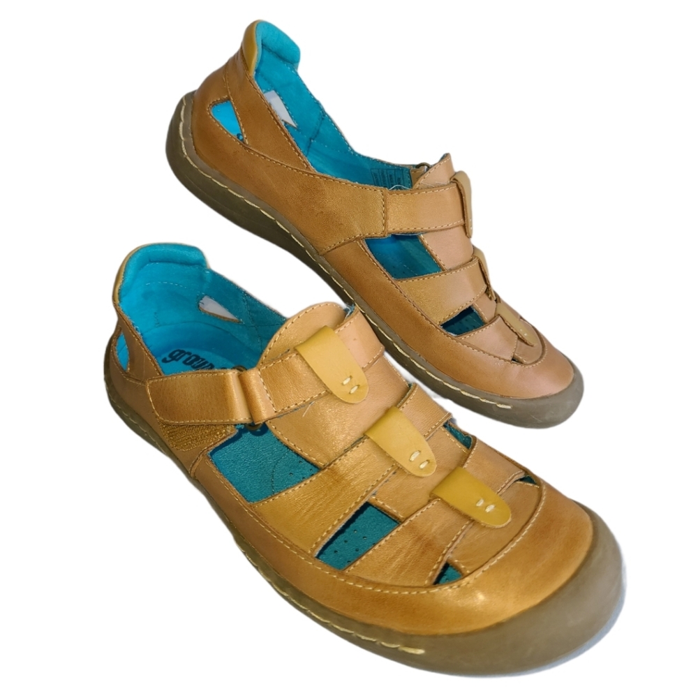 Groundhogs Leather Tan Rene Comfort Shoes | 9
